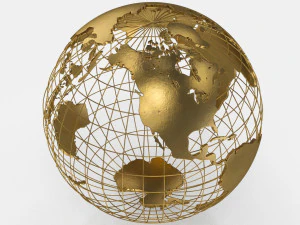 Earth Globe Golden Style 3D Model