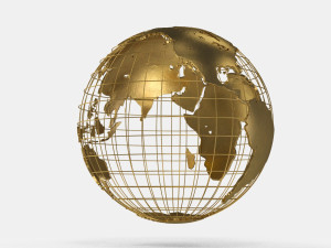 Earth Globe Golden Style 3D Модель