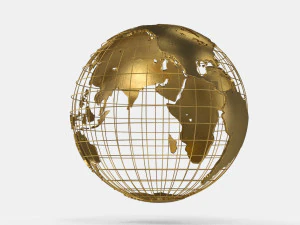 Earth Globe Golden Style 3D Model
