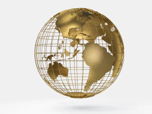 Earth Globe Golden Style 3D Model
