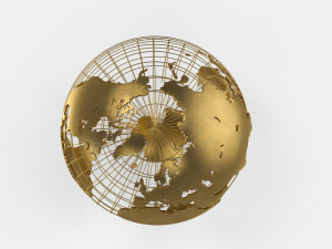 Earth Globe Golden Style 3D Модель