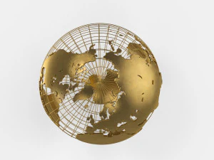Earth Globe Golden Style 3D Model