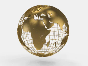 Earth Globe Golden Style 3D Model