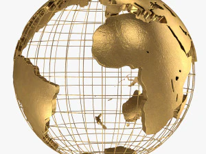 Earth Globe Golden Style 3D Model