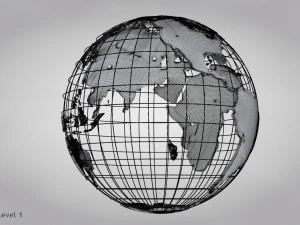 Earth Globe Golden Style 3D Model
