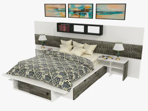 Modelo de quarto de alta qualidade com pain&eacute;is decorativos e m&oacute;veis adicionais Modelo 3D