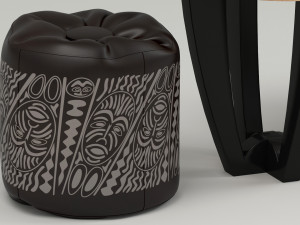 High-quality model of a coffee table with puffs and serving 3Dモデル