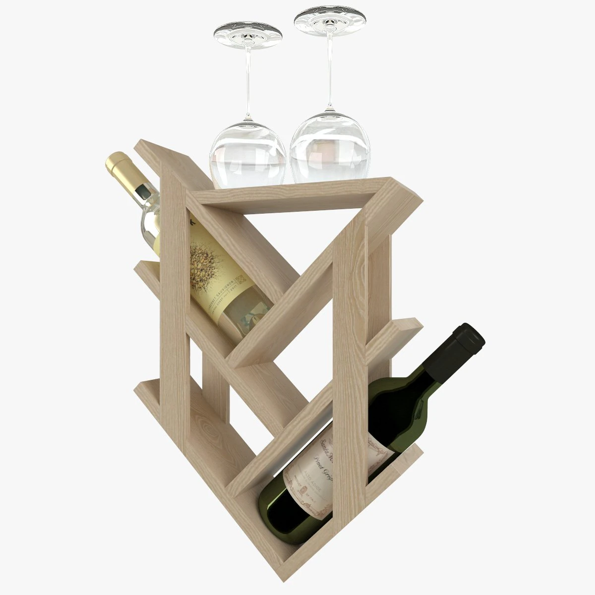 High-quality model of a decorative wall-mounted wine bottle holder 3D Model .c4d .max .obj .3ds .fbx .stl .blend 