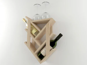 High-quality model of a decorative wall-mounted wine bottle holder 3D Model
