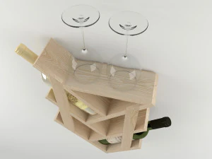 High-quality model of a decorative wall-mounted wine bottle holder 3D Model