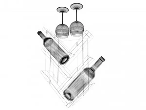 High-quality model of a decorative wall-mounted wine bottle holder 3D Model