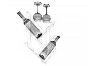 High-quality model of a decorative wall-mounted wine bottle holder 3D Model