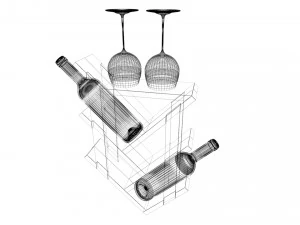 High-quality model of a decorative wall-mounted wine bottle holder 3D Model