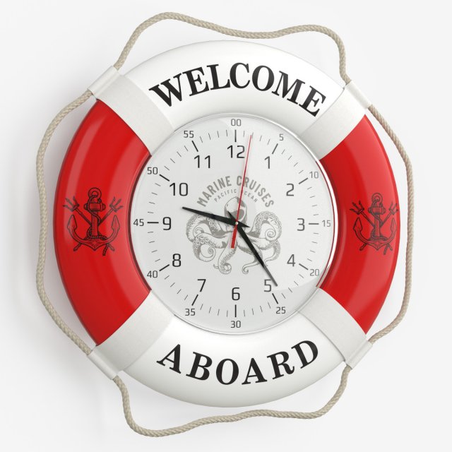Model of a souvenir themed wall clock 3D Model .c4d .max .obj .3ds .fbx .stl .blend 
