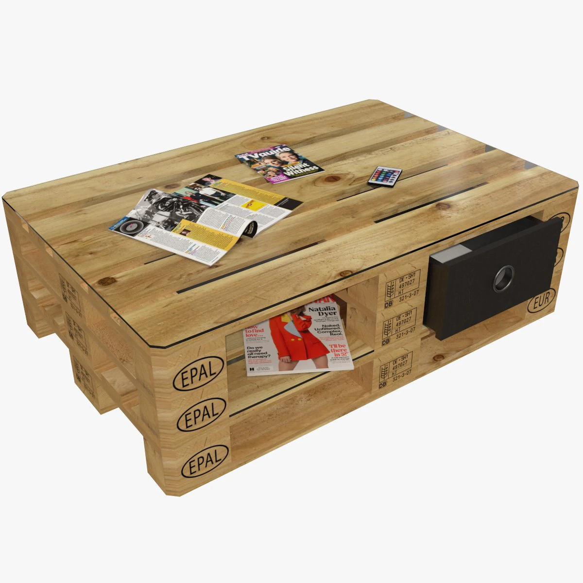Modello qualitativo di un tavolino realizzato in europallet nello stile di Loft Modello 3D .c4d .max .obj .3ds .fbx .stl .blend 