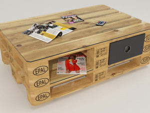 Qualitative model of a coffee table made of europallets in the style of Loft Modello 3D