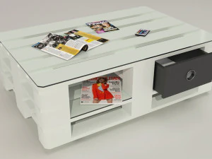 Modello qualitativo di un tavolino realizzato in europallet nello stile di Loft Modello 3D