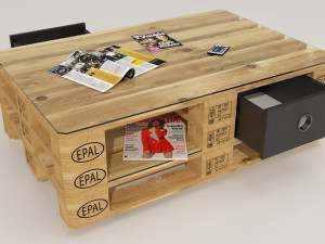 Qualitative model of a coffee table made of europallets in the style of Loft Modello 3D