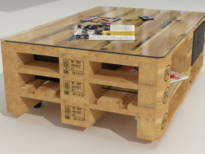 Qualitative model of a coffee table made of europallets in the style of Loft Modello 3D