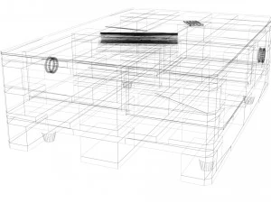 Modello qualitativo di un tavolino realizzato in europallet nello stile di Loft Modello 3D