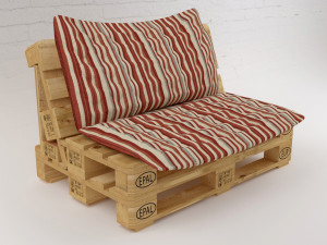 Qualitative model set of a coffee table and chair made of europallets in the style of Loft 3D 模型