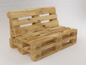 Qualitative model set of a coffee table and chair made of europallets in the style of Loft 3D Model