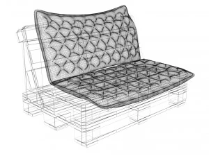 Qualitative model set of a coffee table and chair made of europallets in the style of Loft 3D Model