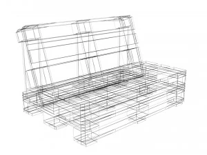 Qualitative model set of a coffee table and chair made of europallets in the style of Loft 3D Model