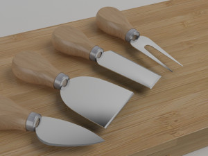 High-quality composition of bamboo cheese board models with cheese olives and a glass of wine 3Dモデル
