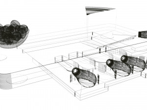 High-quality composition of bamboo cheese board models with cheese olives and a glass of wine 3Dモデル