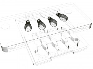 High-quality composition of bamboo cheese board models with cheese olives and a glass of wine 3Dモデル