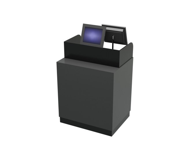 Cash desk counter with monitors in store 3D 모델 .c4d .max .obj .3ds .fbx .stl .blend 