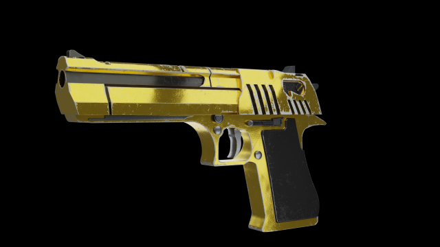 Gold Desert Eagle Game-Ready Model 3D Модель .c4d .max .obj .3ds .fbx .stl .blend 