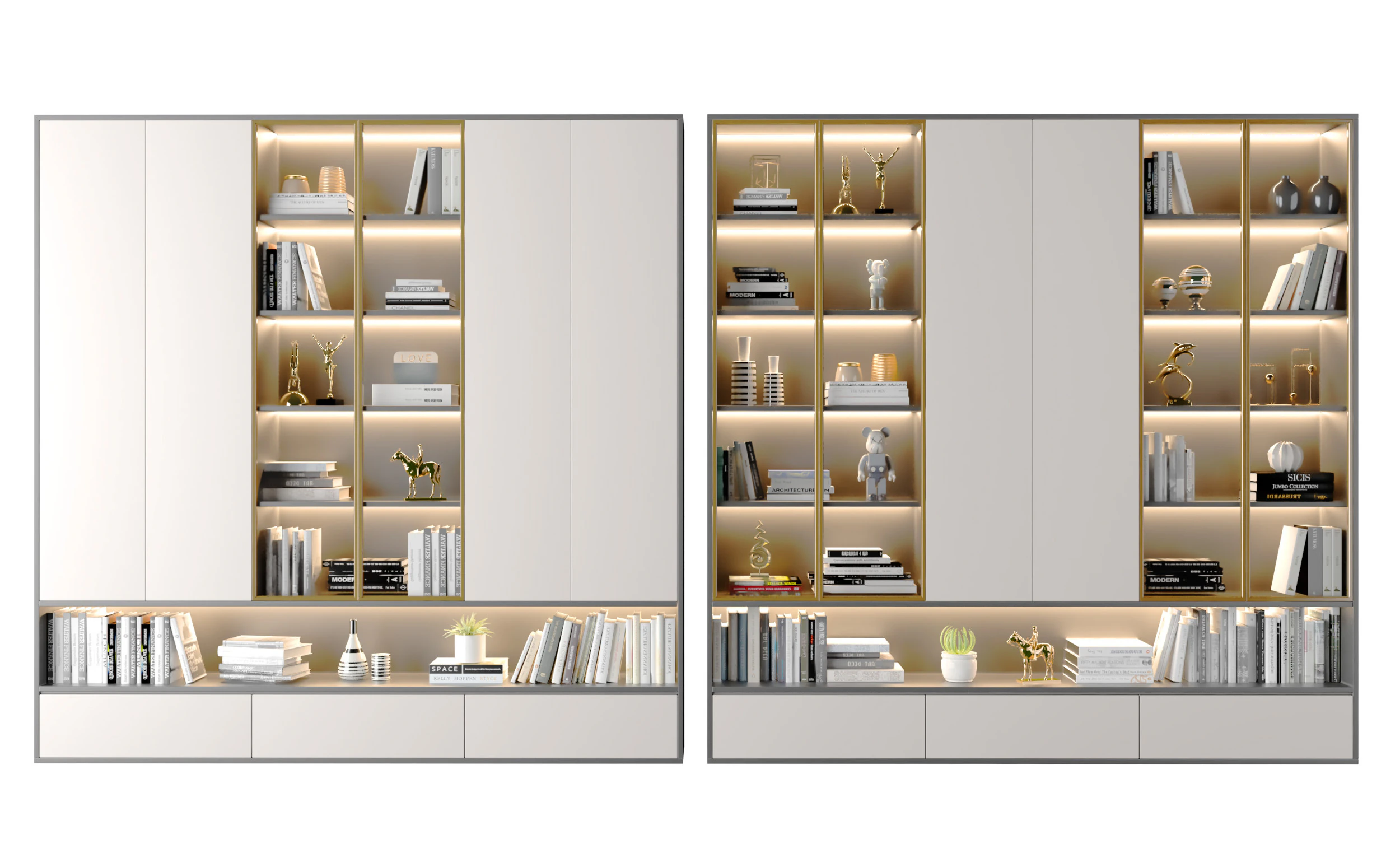Modern bookcase 02 3D Model .c4d .max .obj .3ds .fbx .stl .blend