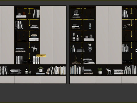 Modern bookcase 02 3D Model