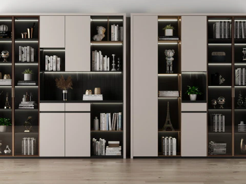Moderne boekenkastcombinatie 3D Model