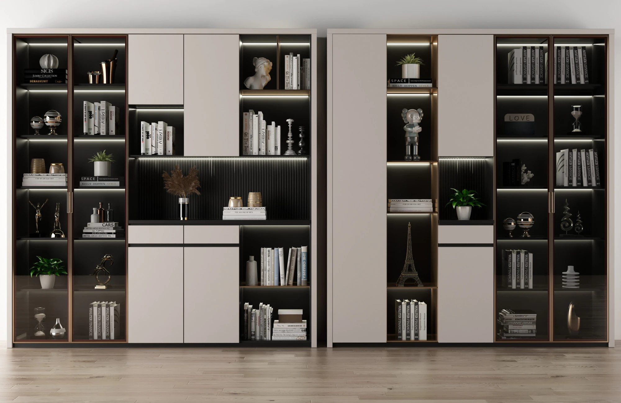 Modern bookcase combination 3D Model .c4d .max .obj .3ds .fbx .stl .blend