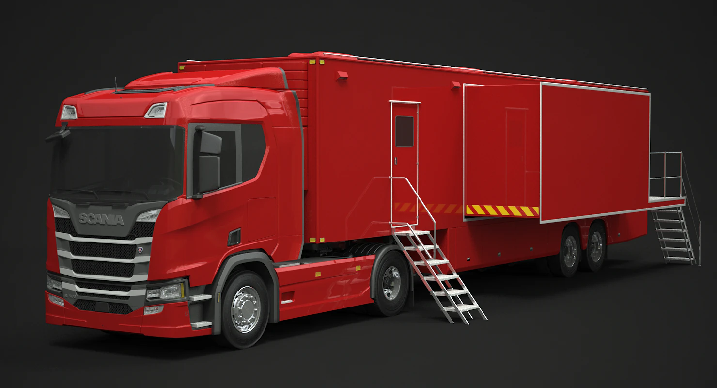 Scania Exhibition Trailer 3D Model .c4d .max .obj .3ds .fbx .stl .blend 