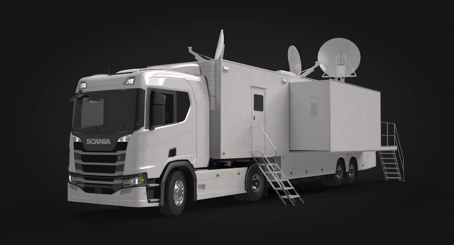Scania TV Trailer 3D Model .c4d .max .obj .3ds .fbx .stl .blend