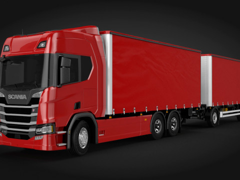 Scania R500 Tandem Trailer 3D 모델