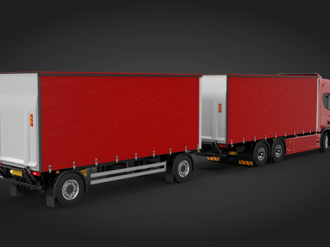 Scania R500 Tandem Trailer 3D Model