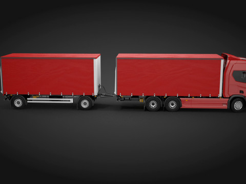 Scania R500 Tandem Trailer 3D Model
