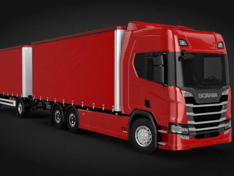 Scania R500 Tandem Trailer 3D Model