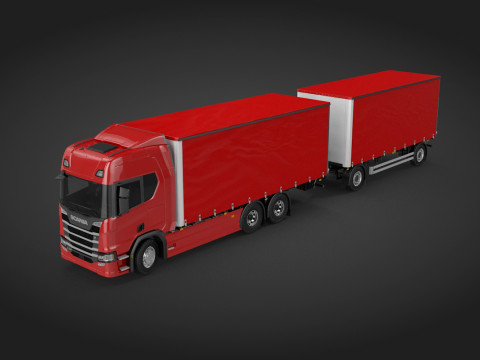 Scania R500 Tandem Trailer 3D Model