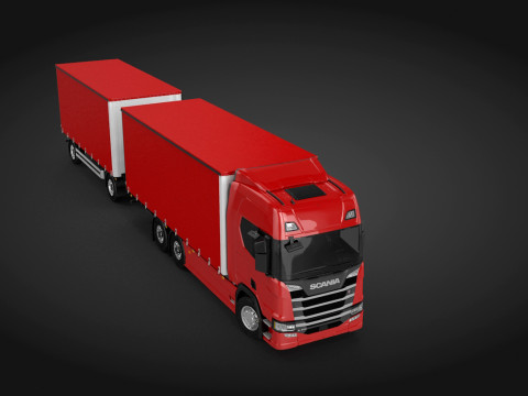Scania R500 Tandem Trailer 3D Model