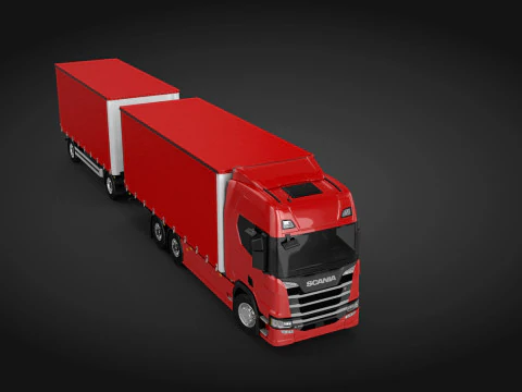 Scania R500 Tandem Trailer 3D Model