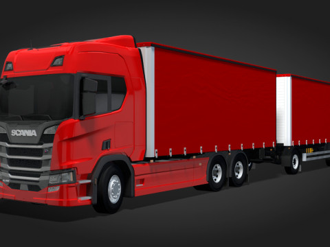 Scania R500 Tandem Trailer 3D Model