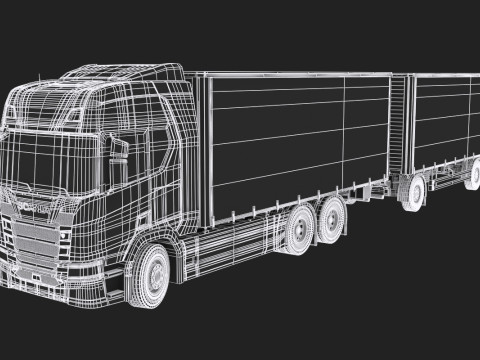 Scania R500 Tandem Trailer 3D Model