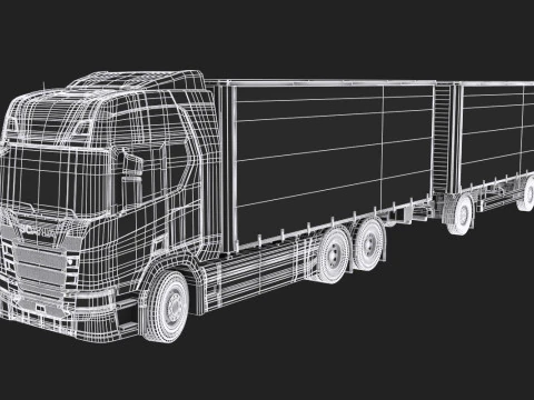 Scania R500 Tandem Trailer 3D Model