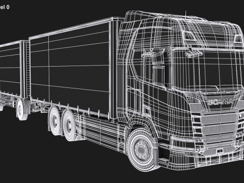 Scania R500 Tandem Trailer 3D Model